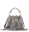 SAINT LAURENT Small Bucket fringed leather tote