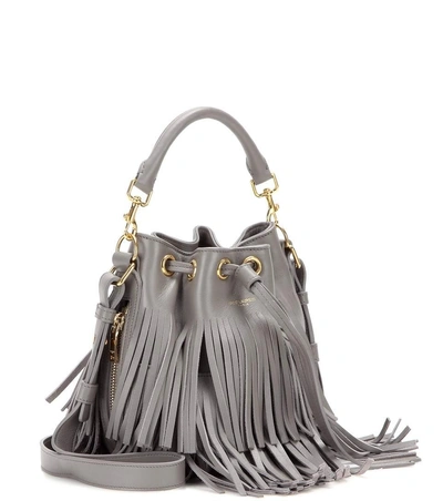 Shop Saint Laurent Small Bucket Fringed Leather Tote