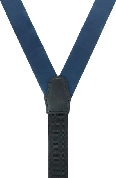 Shop Trafalgar Sutton Silk Suspenders In Navy