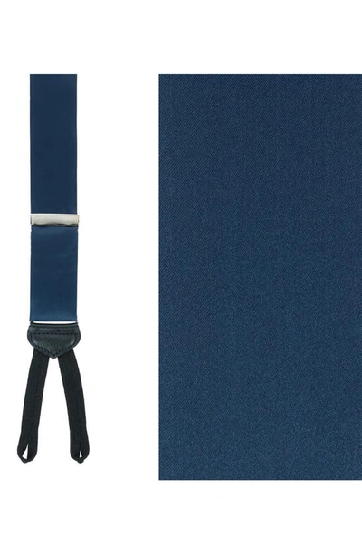 Shop Trafalgar Sutton Silk Suspenders In Navy