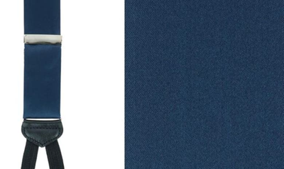 Shop Trafalgar Sutton Silk Suspenders In Navy