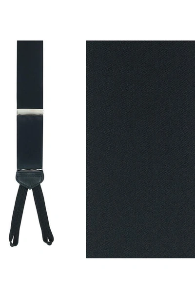 Trafalgar Sutton Solid Color Silk Brace And Necktie Combo In Black
