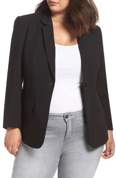 1.state One-button Stretch Crepe Blazer In Rich Black