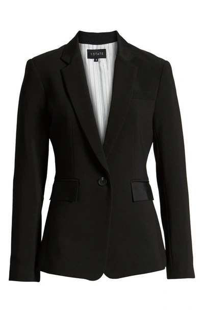 1.state One-button Stretch Crepe Blazer In Rich Black