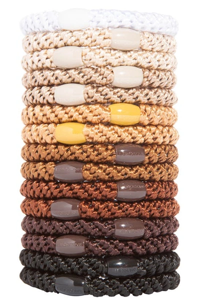 L Erickson Grab & Go Set Of 15 Ponytail Holders In Camelback