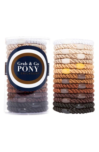 L Erickson Grab & Go Set Of 15 Ponytail Holders In Camelback