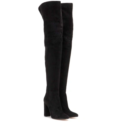 Gianvito Rossi Vires Knit Over-the-knee Block Heel Boots In Black ...