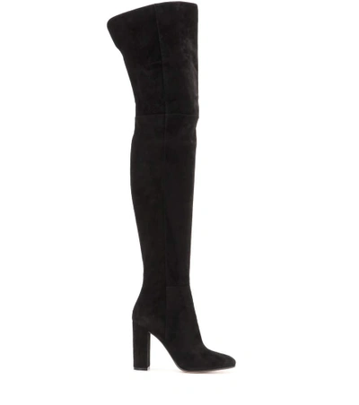 Shop Gianvito Rossi Suede Over-the-knee Boots In Llack