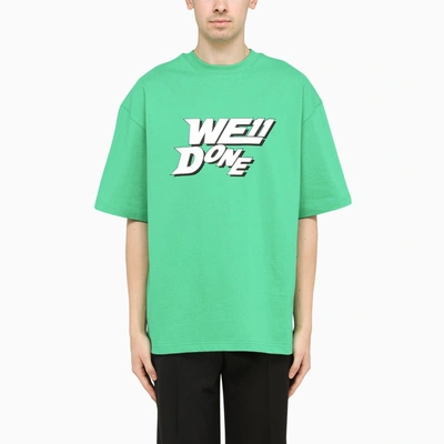 Shop We11 Done Green T-shirt With Logo Print