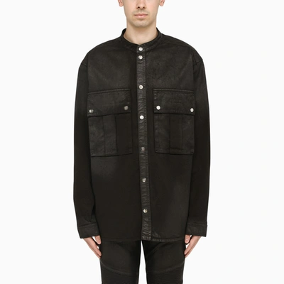 Shop Balmain Black Shirt Jacket In Denim
