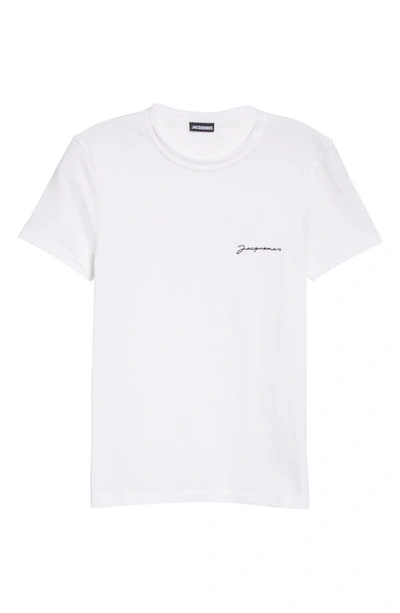 Shop Jacquemus Le Embroidered Logo Organic Cotton T-shirt In White