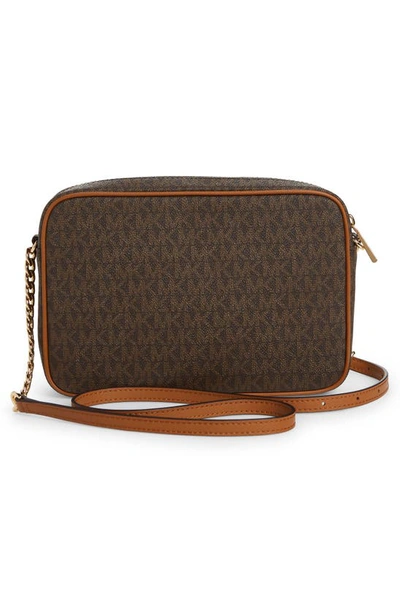 Shop Michael Michael Kors 'large Jet Set' East/west Saffiano Crossbody Bag In Brown