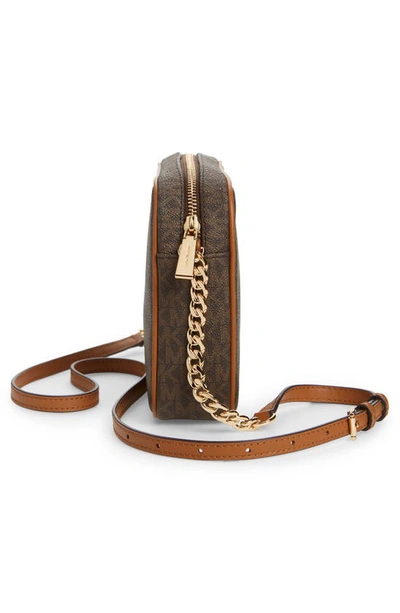 Shop Michael Michael Kors 'large Jet Set' East/west Saffiano Crossbody Bag In Brown