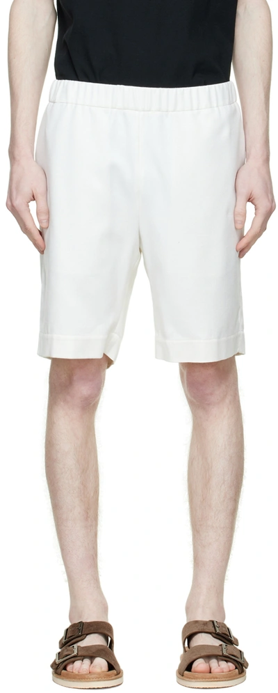Shop Agnona White Cotton & Silk Pyjama Shorts In N01 White