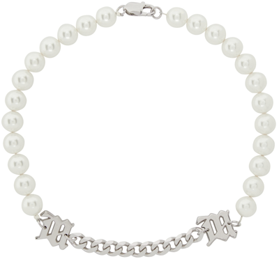 Shop Misbhv White & Silver Pearl Chain Necklace