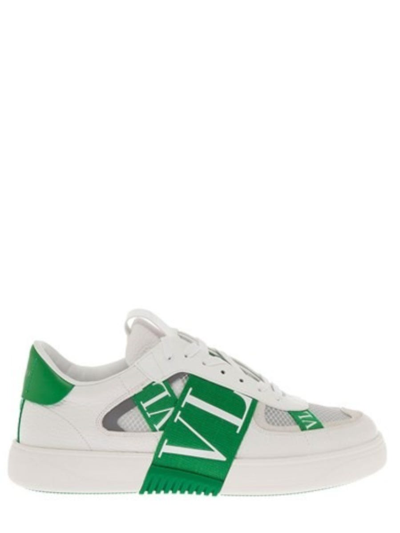 Shop Valentino White And Green Vl7n Sneakers