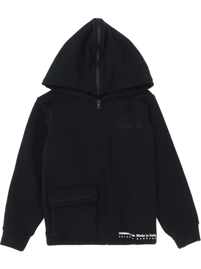 Shop Dolce & Gabbana Logo-print Zip-detail Hoodie In Black