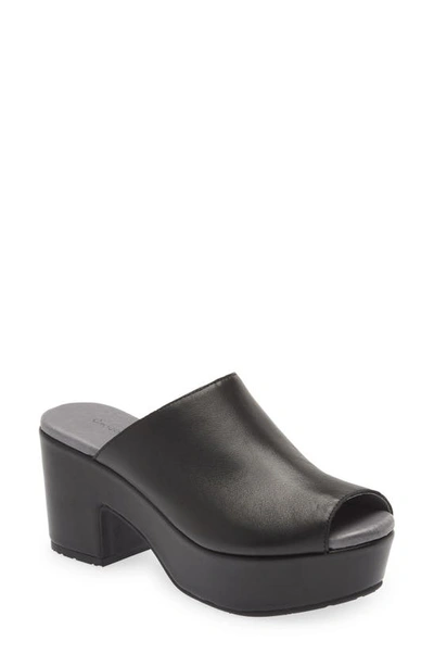 Shop Chocolat Blu Platform Slide Sandal In Black Leather