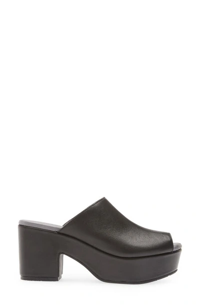 Chocolat Blu Platform Slide Sandal In Black Leather