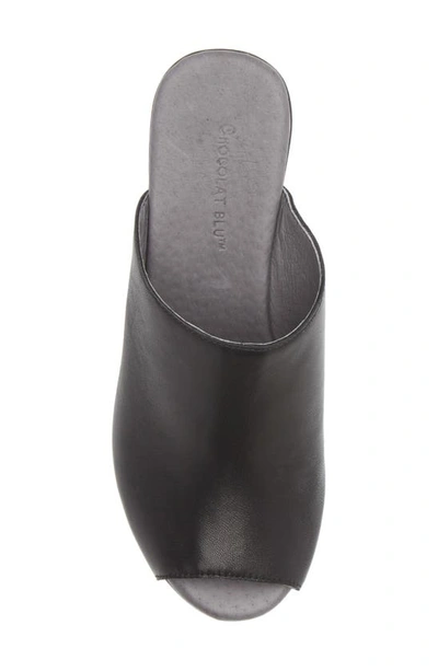 Chocolat Blu Platform Slide Sandal In Black Leather