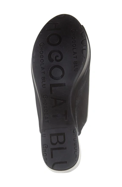 Chocolat Blu Platform Slide Sandal In Black Leather