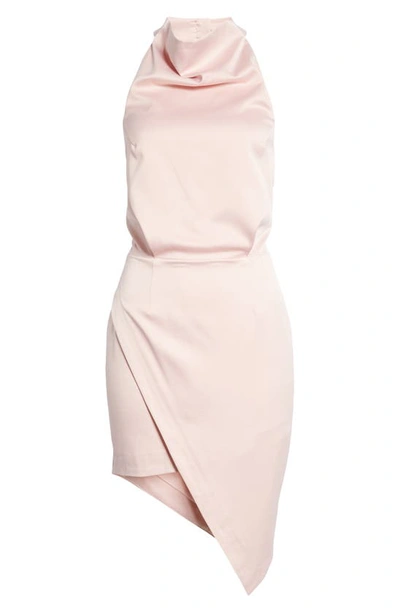 Shop Elliatt Camo Asymmetric Satin Cocktail Dress In Light Pink