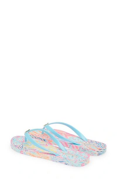 Shop Lilly Pulitzer Pool Flip Flop In Blue Pink
