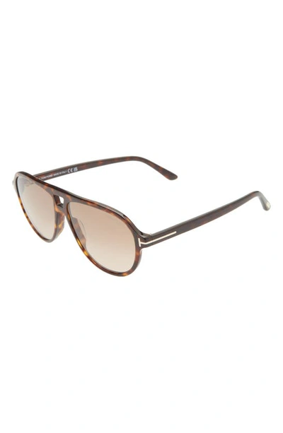 Shop Tom Ford Jeffrey 59mm Gradient Pilot Sunglasses In Dark Havana / Gradient Brown