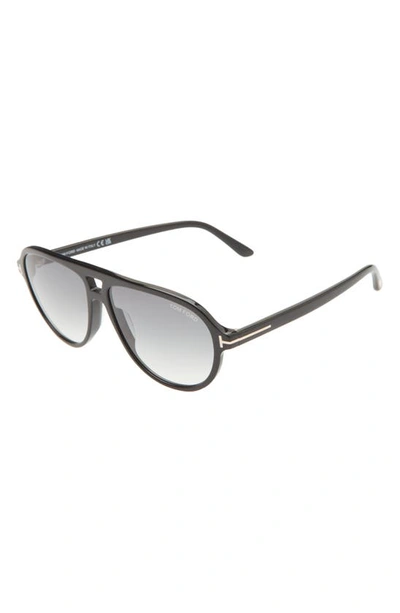 Shop Tom Ford Jeffrey 59mm Gradient Pilot Sunglasses In Shiny Black / Gradient Smoke