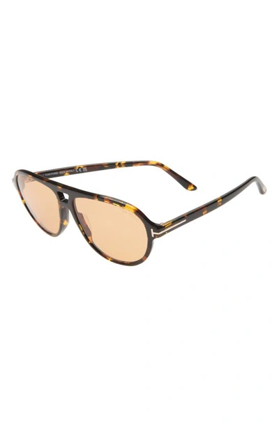 Shop Tom Ford Jeffrey 59mm Gradient Pilot Sunglasses In Coloured Havana / Brown