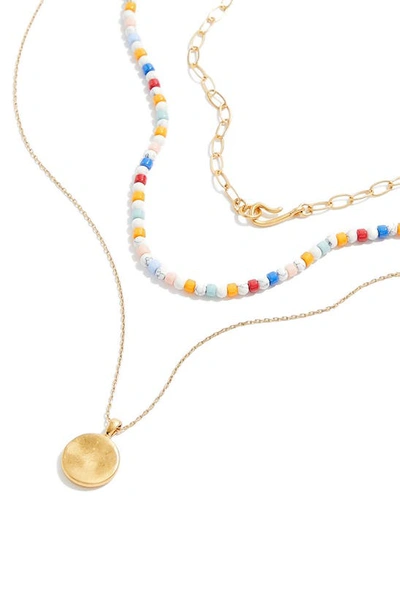 Shop Madewell 3-piece Beaded Toggle Chain Necklace Set In Pressed Sunflower