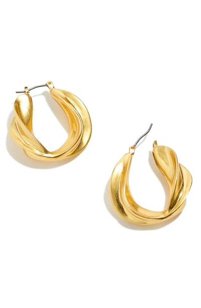 Shop Madewell Sculptural Medium Hoop Earrings In Vintage Gold