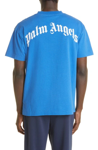 Palm Angels Shark Print Cotton Jersey T-shirt In Blue | ModeSens