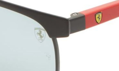Ray Ban 53mm Mirrored Square Sunglasses In Matte Black/light Green Mirror