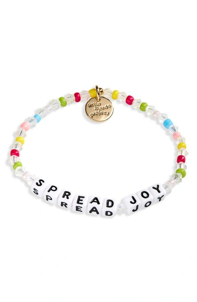 Shop Little Words Project Spread Joy Beaded Stretch Bracelet In White Multi