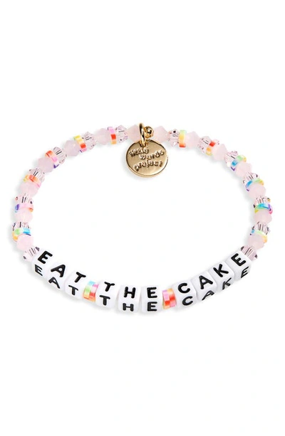 Shop Little Words Project Eat The Cake Beaded Stretch Bracelet In Blush Multi