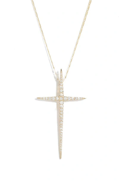 Shop Lana Jewelry Flawless Pointed Diamond Cross Necklace In Yellow