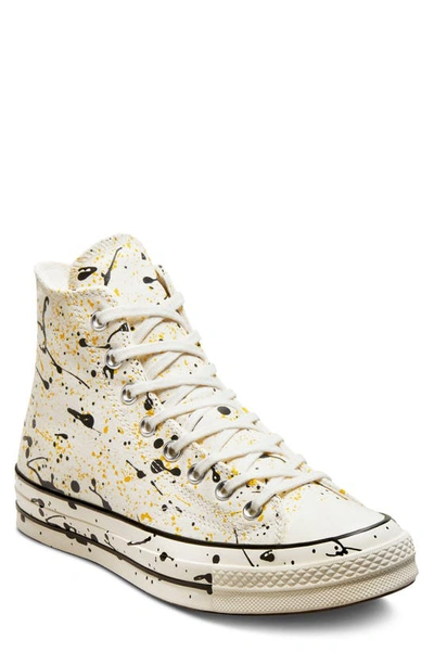 Converse Chuck 70 Hi Paint Splatter Sneakers In Egret-neutral In  Egret/black/amarillo | ModeSens
