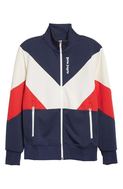 Shop Palm Angels Colorblock Track Jacket In Navy Blue White