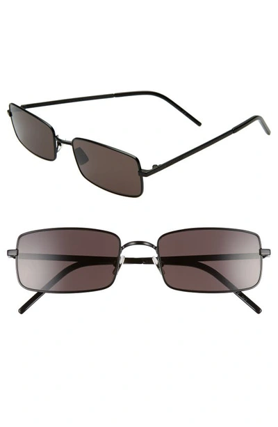 Shop Saint Laurent 56mm Rectangle Sunglasses In Black/ Black