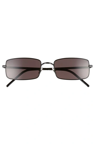 Shop Saint Laurent 56mm Rectangle Sunglasses In Black/ Black