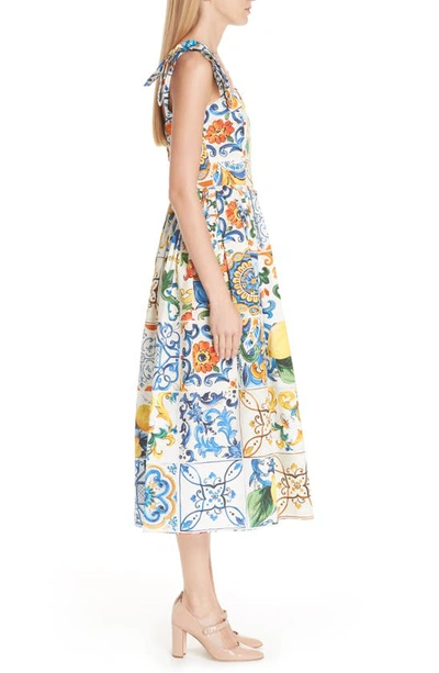Shop Dolce & Gabbana Tile Print Poplin Dress In Maioliche