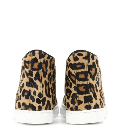 Shop Charlotte Olympia Purrrfect Calf Hair High-top Sneakers