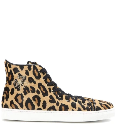 Shop Charlotte Olympia Purrrfect Calf Hair High-top Sneakers