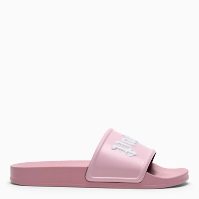 Shop Palm Angels Pink Logo-print Slippers