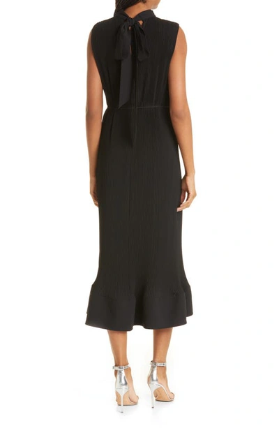 Shop Milly Milina Micropleat Sleeveless Dress In Black