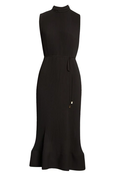 Shop Milly Milina Micropleat Sleeveless Dress In Black