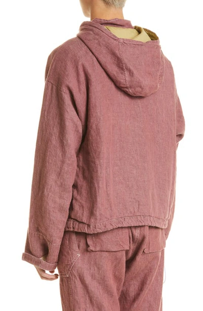 Shop Arnar Mar Jonsson Gjoska Hooded Linen Jacket In Rust