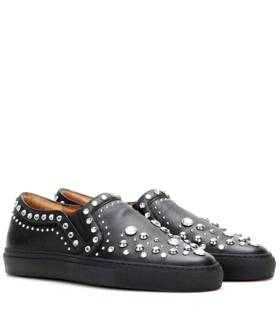 Shop Givenchy Embellished Leather Slip-on Sneakers