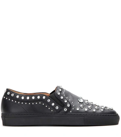 Shop Givenchy Embellished Leather Slip-on Sneakers